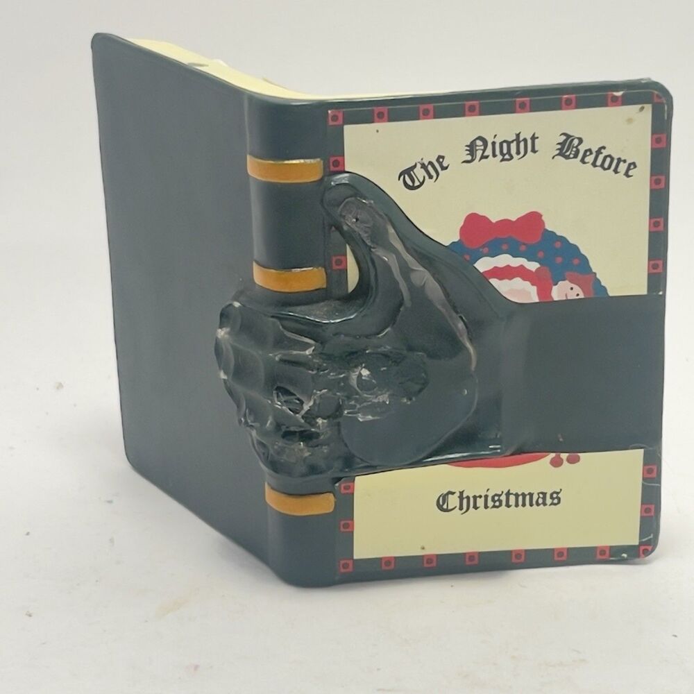 Vtg Halloween “Twas the Night Before Christmas" Mini Book w/ Wax Hand 3.5”